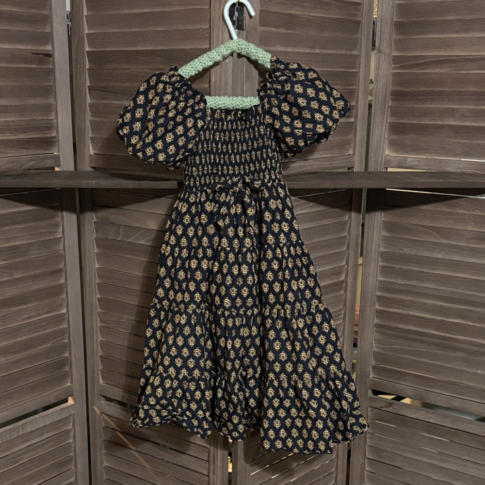 Charming Black and Gold Kids Dress